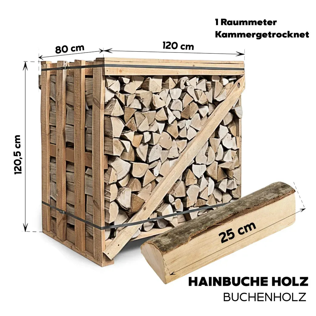 Neandertaler Feuer Brennholz Hartholz 1 RM – 25 cm – 490 kg