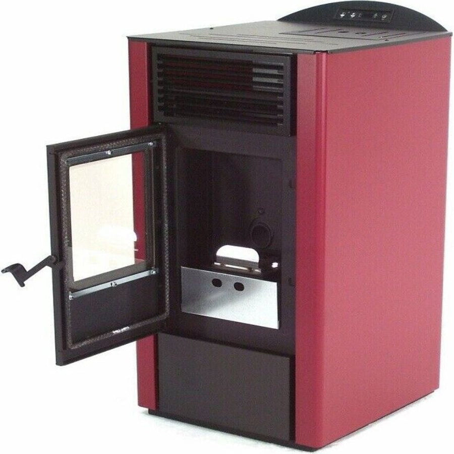Apex Pelletofen 9,5 kW Rot/Schwarz – 13,5 kg Tank