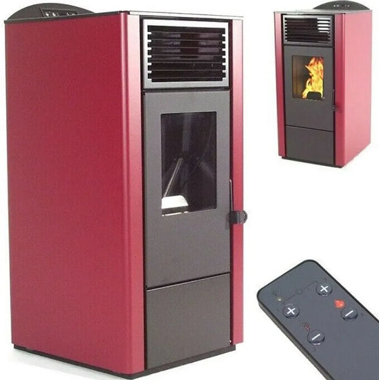 Apex Pelletofen 9,5 kW Rot/Schwarz – 13,5 kg Tank
