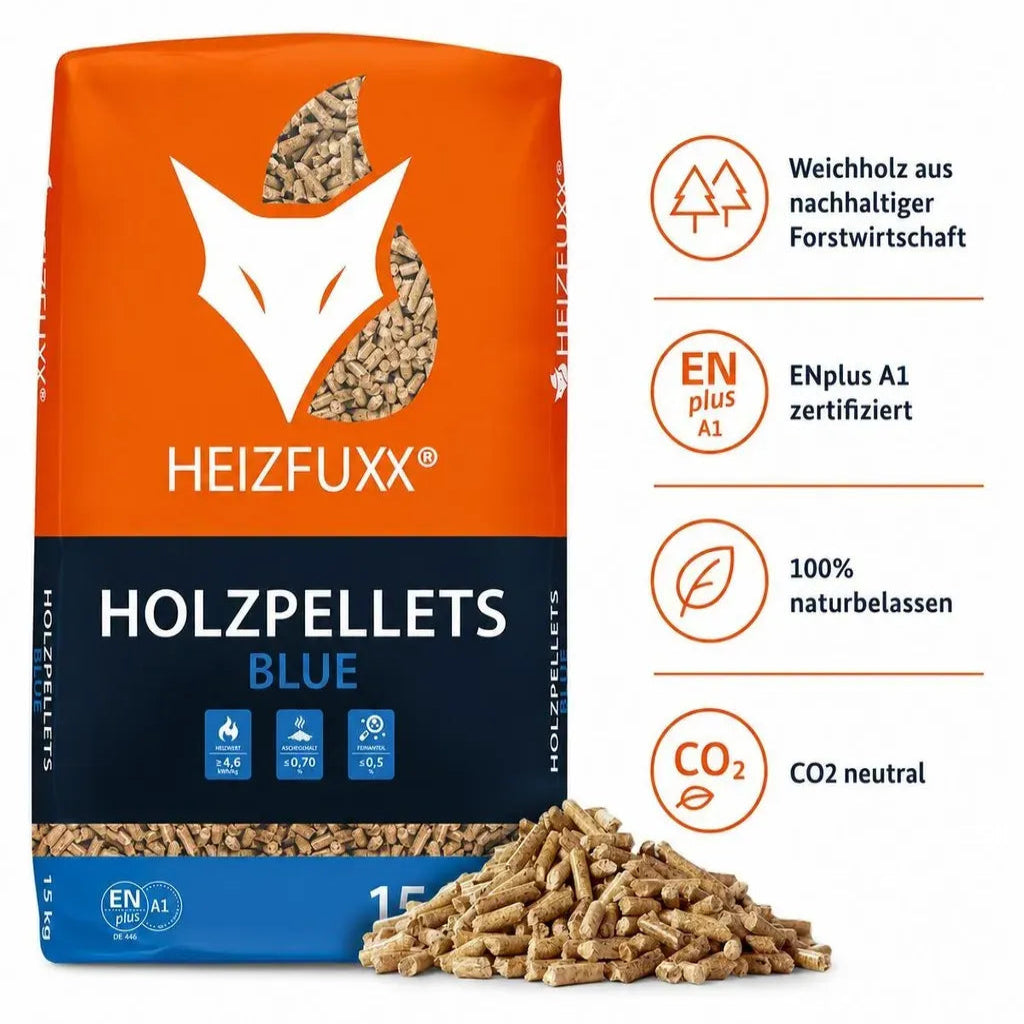 Heizfuxx Blue ENplus A1 Holzpellets 300 kg – 20 × 15 kg
