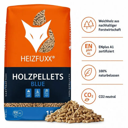 Heizfuxx Blue ENplus A1 Holzpellets 300 kg – 20 × 15 kg
