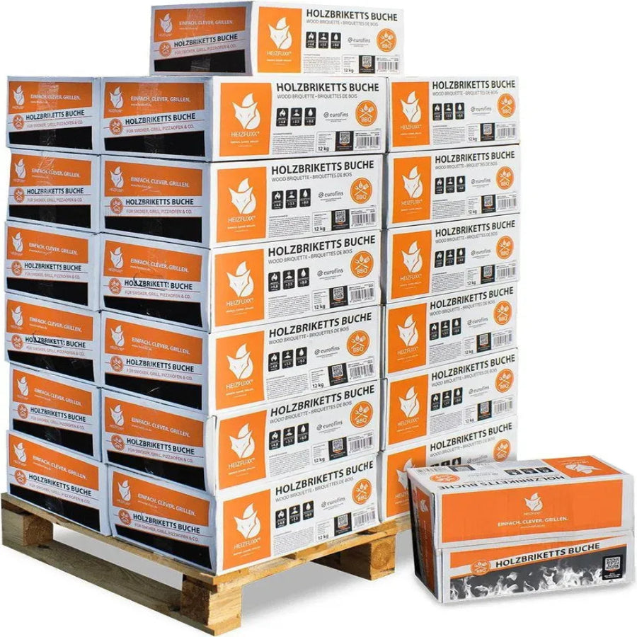 HEIZFUXX Nestro Hardwood M Hartholzbriketts 300 kg – 25 × 12 kg