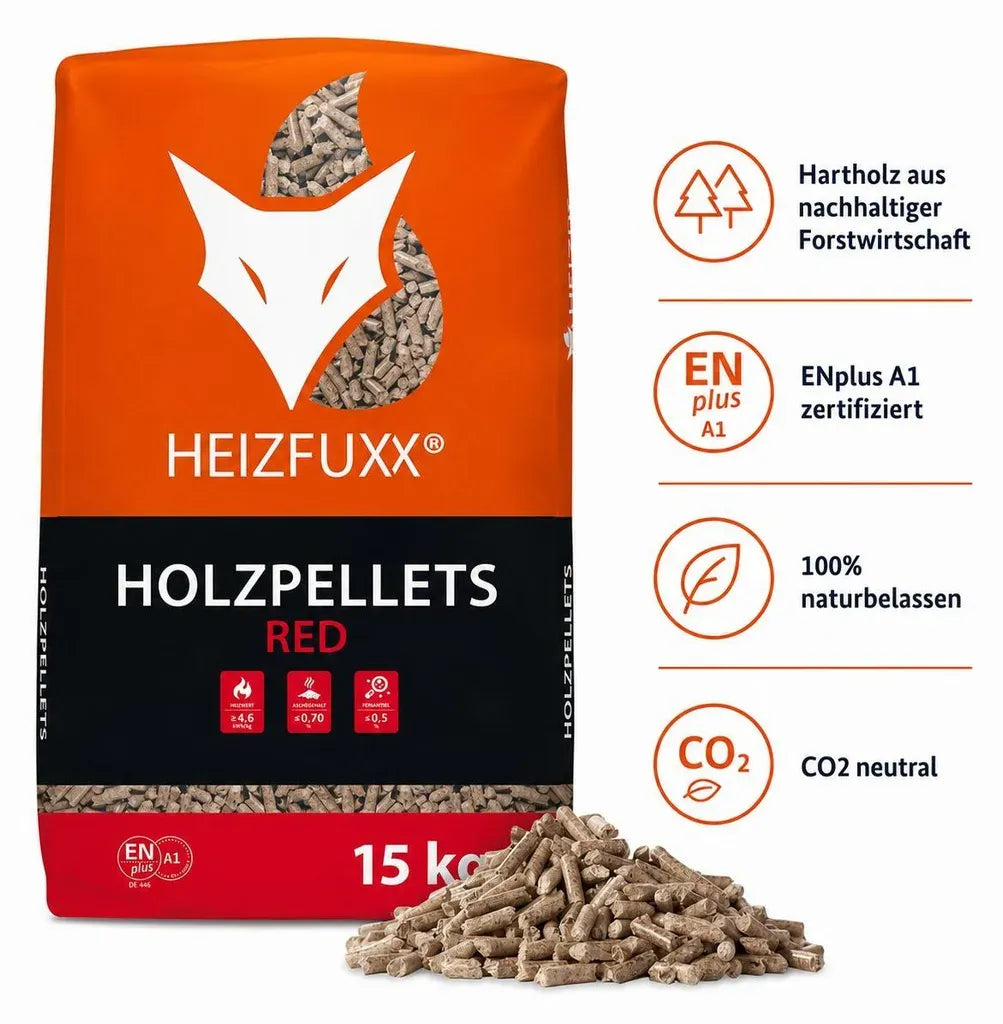 Heizfuxx Red ENplus A1 Holzpellets 975 kg – 65 × 15 kg