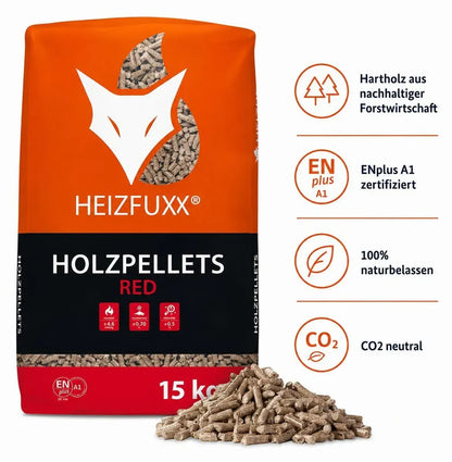 Heizfuxx Red ENplus A1 Holzpellets 975 kg – 65 × 15 kg
