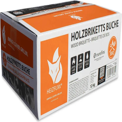 HEIZFUXX Nestro Hardwood M Hartholzbriketts 300 kg – 25 × 12 kg